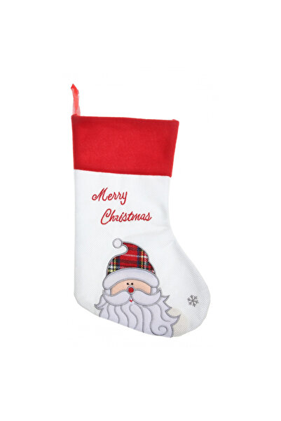 Toolsy Gift stocking, white color, Santa Claus print, size 16x30 cm, Flippy