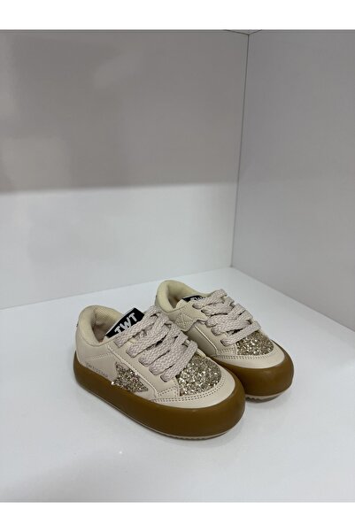 Tiwittoys Kız Çocuk Gold Detaylı Bağcıklı Cırtlı Günlük Spor Ayakkabı