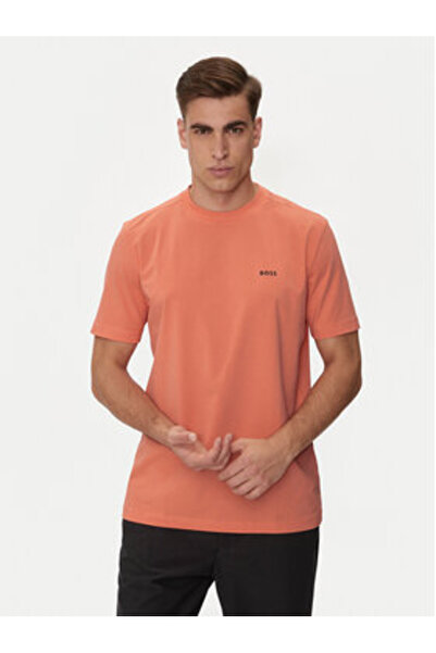 BOSS Tricou din bumbac elastic cu logo de culoare contrastantă, cu croiala no...