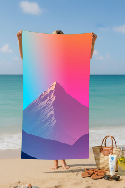 BETHA منشفة شاطئ قطنية من بينك ماونتن – تصميم منقوش – 75x150 سم