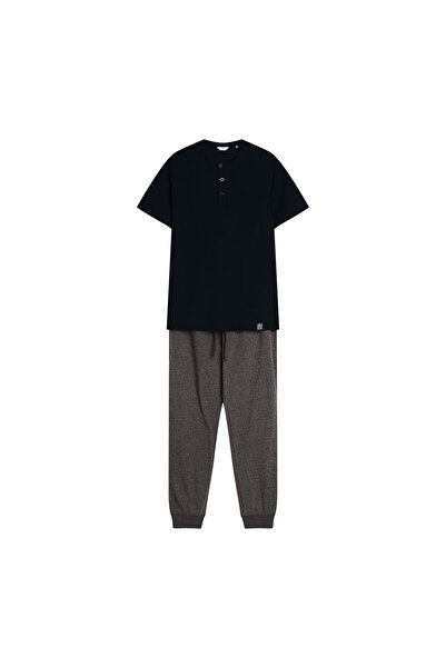 Henderson Men's Classic Pajama Set T-Shirt & Joggers 100% Cotton Homewear Loungewear | Marc