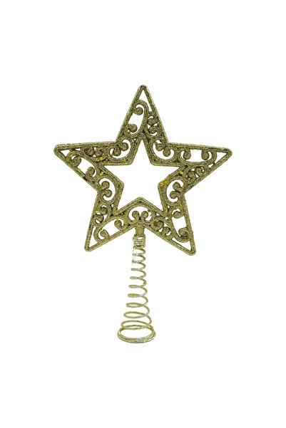 Toolsy Buton decorativ pentru brad de Crăciun, auriu, formă de stea, decupaj ...