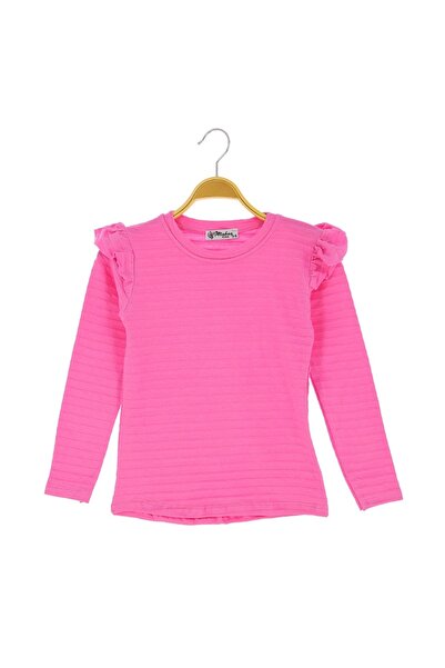 Modanguzel بلوزة موسمية بأكمام طويلة من القطن مع كشكشة على الأكتاف للفتيات