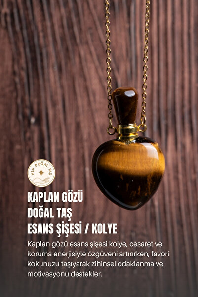 Alp Doğal Taş Sertifikalı Kaplan Gözü Doğal Taş Esans Şişesi / Kolye