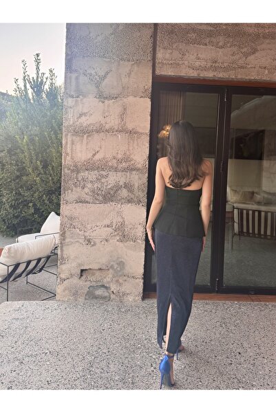 nowglamup Simli Lacivert Etek