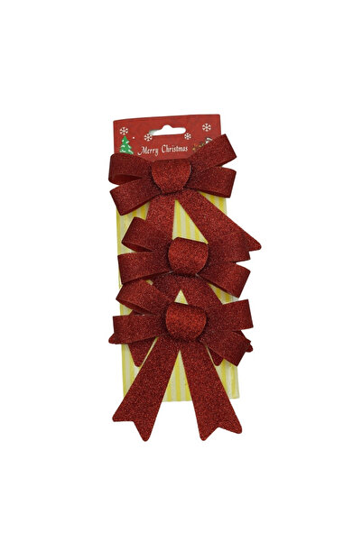 Toolsy Set de 3 fundițe pentru brad de Crăciun, roșii, cu sclipici, 10 x 11 cm, poliester, Flippy