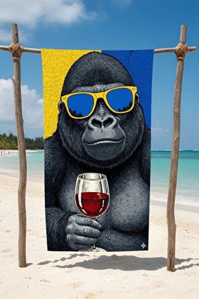 BETHA Gorilla Printed Cotton Beach Towel – Patterned Design – 75X150 cm