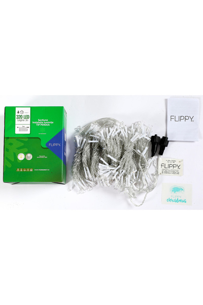 Flippy Cortină decorativă de Crăciun, tip secție, cu 8 efecte luminoase, 3 m ...