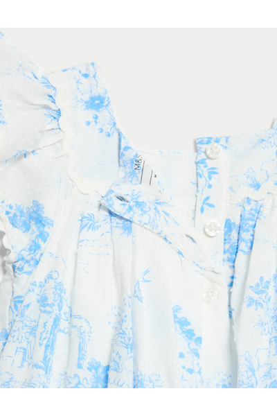 Marks & Spencer Saf Pamuk Desenli Elbise (0-6 Yaş)