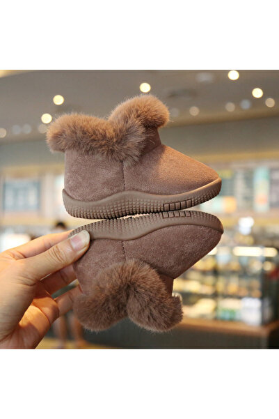 Bebelul Light brown fur-lined ankle boots with laces