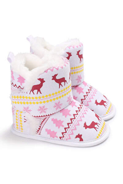 Bebelul White reindeer-printed boots
