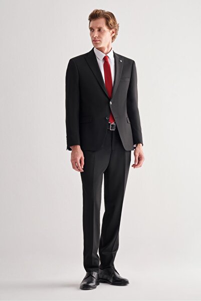 İmza Siyah Kılıç Yaka Tam Astar 6 Drop Slim Fit Takım Elbise 1001255157