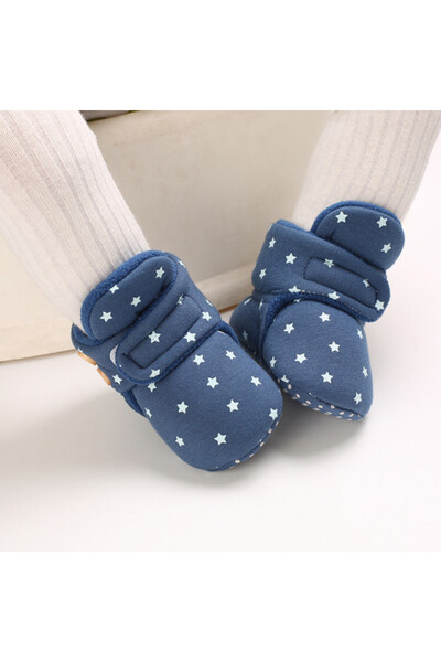 Superbaby Blue boots with white stars and buttons