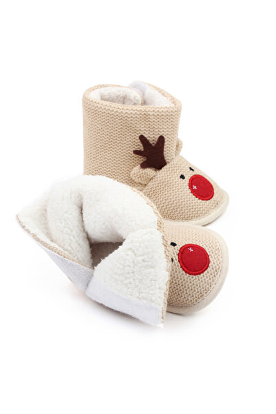 Superbaby Cream booties for babies - The mischievous reindeer