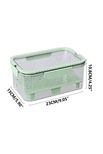 Flippy Food Storage Box, 2 Compartments, Ice Compartment, PET, 23x15x10.8 cm, Green