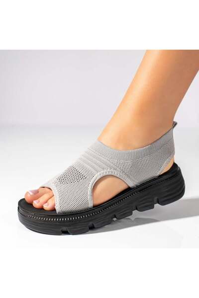 Modlet.ro Women's beige thick-sole perforated sandals MOD11372