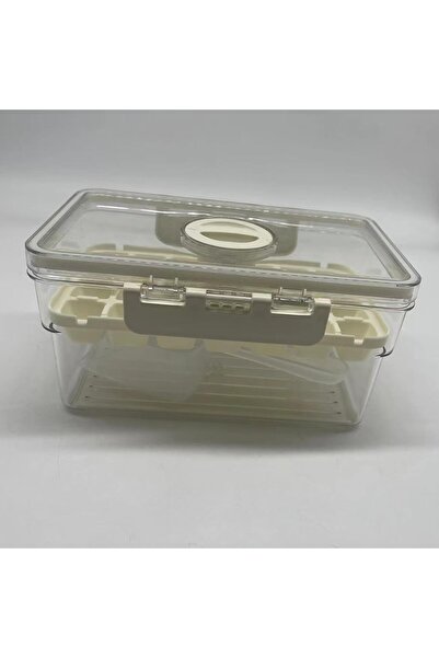 Flippy Ice Tray, Single Layer, Airtight Closure, PP+PET, 19 x 12 x 9.5 cm, Beige