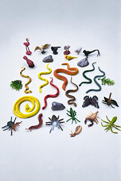 Yeşil Oyuncak 32 Parça Oyuncak Kuşlar Oyuncak Yılanlar ve Oyuncak Böcekler Seti Yüksek Kalite