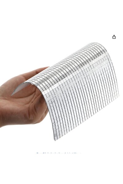 Online Home Market Sticlă pătrată 5mm x 5mm Autocolante pentru plăci de mozaic de culoare argintie, lucrate manual, autoadezive, cu efect de oglindă