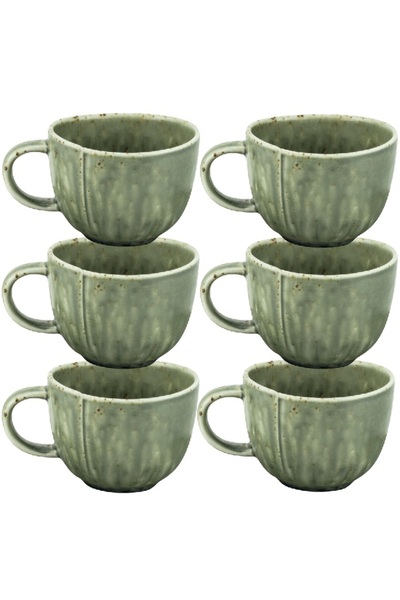 Culinaro Set 6 cani MUG din portelan Hazel Green 350ml