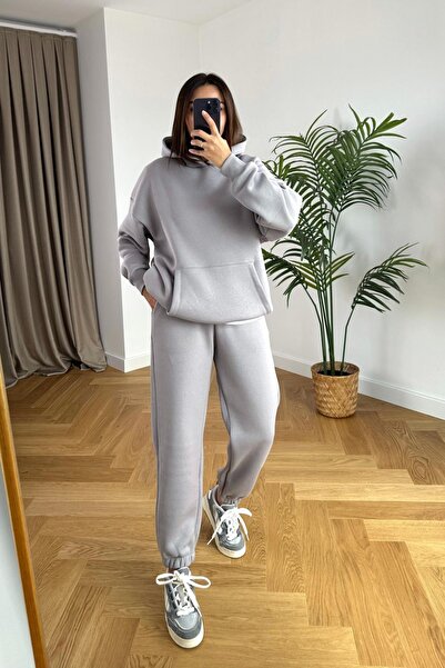 YAKAMEL Women's 3-Ply Oversize Premium Sweatshirt Tracksuit Set