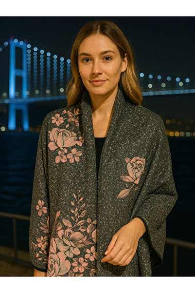 fiore fashion شال مزين بالزهور متعدد الألوان ذو وجهين