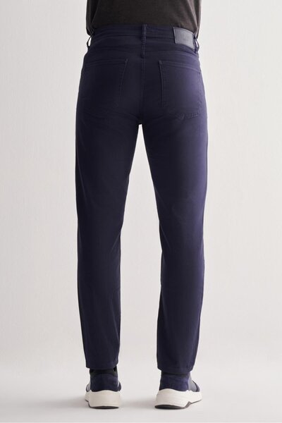 İmza Dark Navy Blue Casual Slim Fit 5-Pocket Straight-Leg Trousers 1003255320