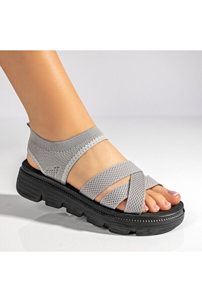 BMoD Gray women's sandals with thick sole and elastic strap MOD11369