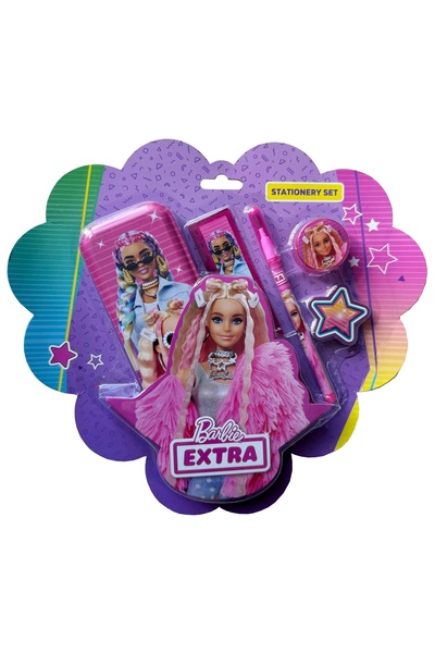 Barbie Lisanslı Extra 4 Parça Kırtasiye Seti - Barbie, Pembe- Kalem, Cetvel, ...