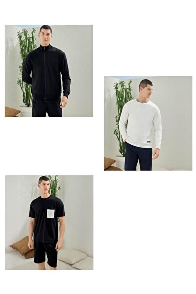 KLY PİJAMA Kly 5046 Men's Cotton Tracksuit Pajama Shorts Set 6-Piece Boxed Dowry Set