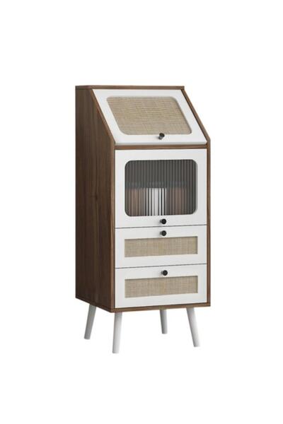 PANALI PC RATTAN CAMLI AYAKLI ÇOK AMAÇLI DOLAP