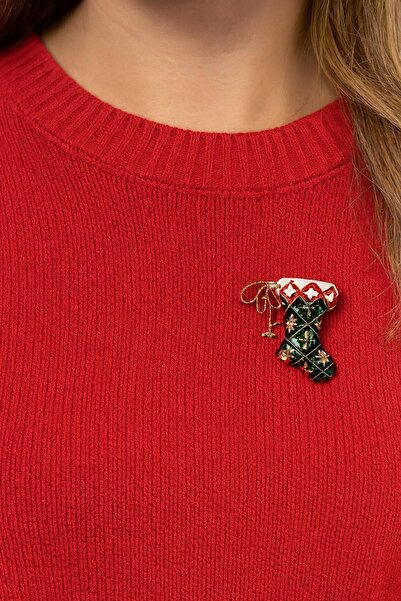 New Obsessions Yılbaşı Parlak Hediye Çorabı Broş Yaka İğnesi