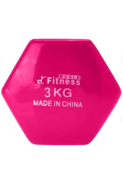 Fitness World 3kg Vinyl Dumbbell Set of 2 Pink