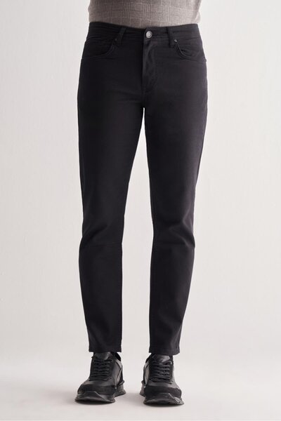 İmza Black Casual Slim Fit 5-Pocket Straight-Leg Trousers 1003255320