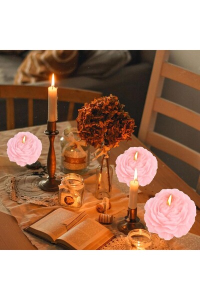 Flippy Scented Rose Candle, Peach Scent, 70 g, 7.5 x 3.5 cm, 10 h