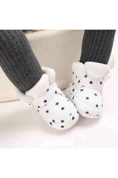 Superbaby White boots with black stars
