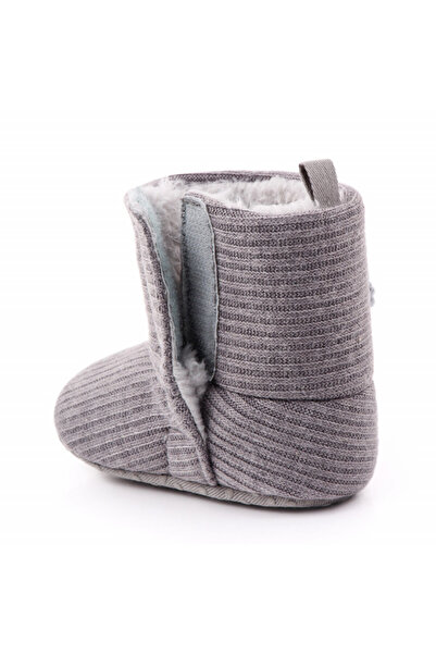 Superbaby Grey booties - Crocheted flower