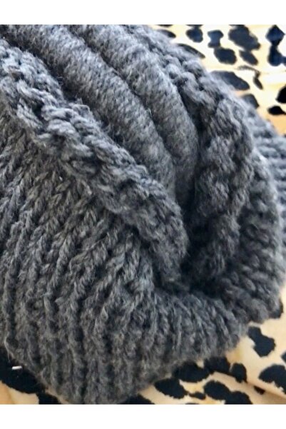 By G Tasarım Gri Yün İp Örgü Gizli Burslu Clutch Çanta