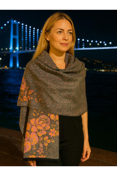 fiore fashion Floral Shawl Sky Multi-Colored Double-Sided