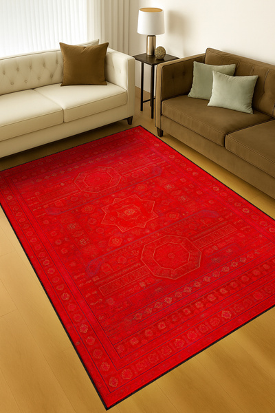 Rugs Modern Halı MOSSO Geleneksel Motifli Desen Temalı Dokuma Taban Vintage D...