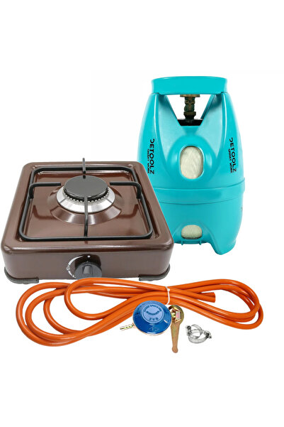 MXM Aragaz emailat maro, 1 arzător + kit GPL reglabil RH-10 + tub flexibil 2M + 2 cleme + Detoolz 5L