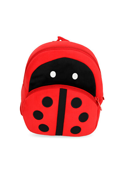 OEM Ladybug preschool backpack, 23x20x9 cm, 4L, red, polyester, 2 zippers, adjustable straps