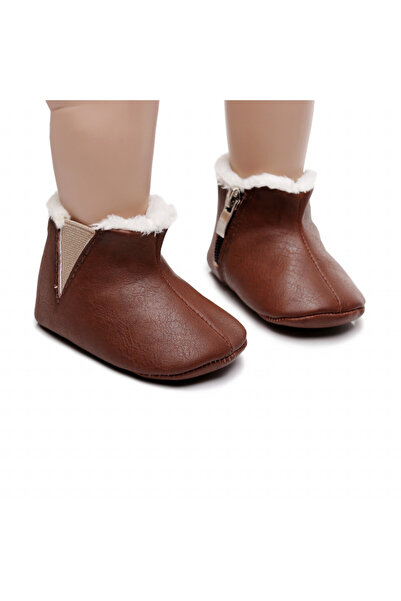 Superbaby Dark brown fur lined baby booties - Simply