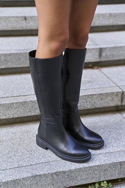 kalyoncu moda Brook Siyah Renkli Gerçek Deri Diz Altı Kadın Çizme