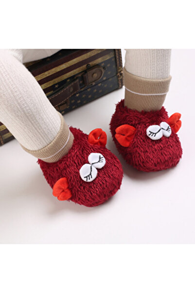 Superbaby Burgundy baby booties - Funny face