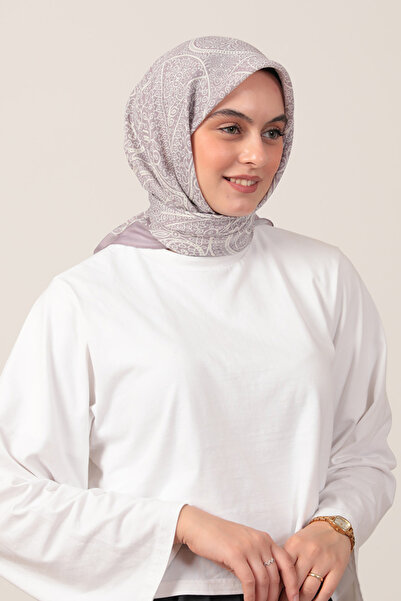 ipekistanbul Eșarfă din mătase de bumbac - Motiv Iepure - Liliac