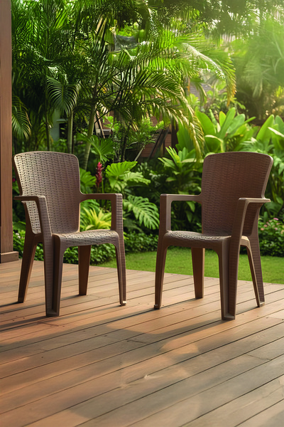 Evdemo Side 2'li Rattan Sandalye Cappuccino