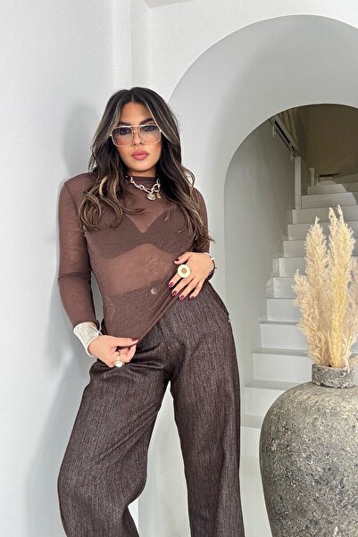 Sohotique By P Arka Bel Lastik Simli Jean Acı Kahve