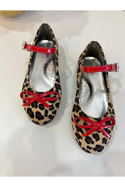 ROSE SHOES KİDS Leopard Feather Shiny Stone Ballerinas