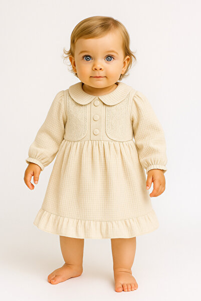 PİETRA BABY KİDS Lace Collar Button Detail 100% Cotton Muslin Fabric Baby and...